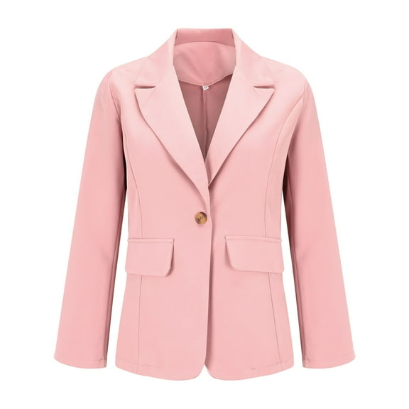 BODOAO Women's Blazer Business Casual Lightweight Suit - Long Sleeve Slim Fit Work Office Jacket with Pockets Womens Casual Front Long Sleeve Lapel Collar Work Business Jacket Pink Xxl