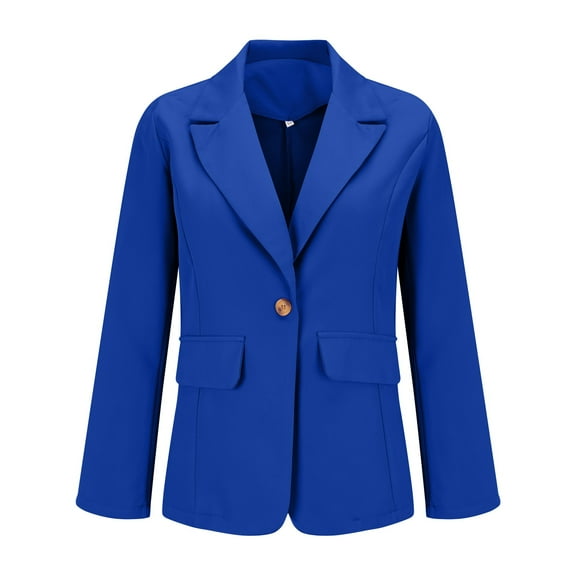 BODOAO Women's Blazer Business Casual Lightweight Suit - Long Sleeve Slim Fit Work Office Jacket with Pockets Womens Casual Front Long Sleeve Lapel Collar Work Business Jacket Blue 3Xl
