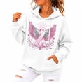 thumbnail image 1 of BODOAO Women's Breast Cancer Awareness Graphic Hoodie Long Sleeve Pullover Sweatshirt with Drawstring Hood and Kangaroo Pocket, Casual Support Ribbon Top White 2XL, 1 of 5