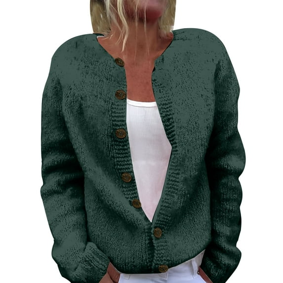 BODOAO Women's Button Down Cardigan Sweater Long Sleeve Chunky Cardigan Top Casual Knit Jacket Fall Winter Streetwear Autumn and Winter Warm Sweater Knitted Cardigan Sweater Coat Army Green L