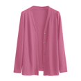thumbnail image 1 of BODOAO Women's Button Down V Neck Long Sleeve Soft Knit Cardigan Sweater Women's Long Sleeve Ice Knit with Skirt V Neck Cardigan Pink 3Xl, 1 of 4