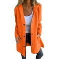 thumbnail image 1 of BODOAO Women's Button Down Hoodie Cardigan Sweaters Single Breasted Jacket Coat Long Coats Long Sleeve Fall Fashion Open Front Knit 2025 Winter Outerwear Coats Orange L, 1 of 6