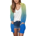 thumbnail image 1 of BODOAO Women's Cardigans Open Front Casual Lightweight Long Sleeve Knit Classic Fall Fashion Cardigan with Pockets Autumn and Winter Gradient Thin Mid Length Cardigan Side Pocket Jacket Army Green L, 1 of 4