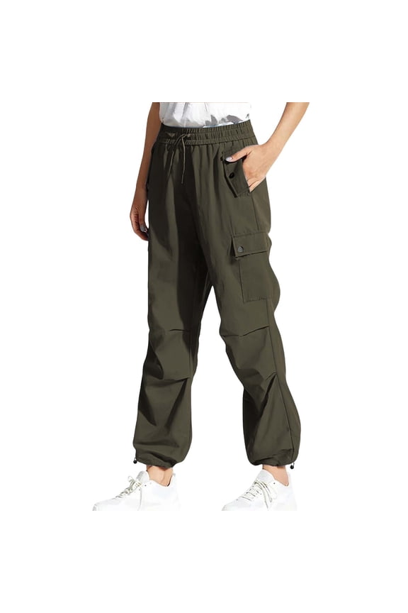 Women's Cargo Pants High Waisted with Pockets Plus Size Quick Drying Lightweight Hiking Baggy Joggers Wide Leg Streetwear Elastic Oversized 90S Track Pants Parachute Trousers Green Xxl