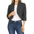 thumbnail image 1 of BODOAO Women's Casual 3/4 Sleeve Bolero Open Front Cardigan Jacket Work Office Blazer,Lightweight Cropped Cardigan Coat Solid Color Three Quarter Sleeve Sleeve Cardigan Short Small Coat Black Xl, 1 of 6