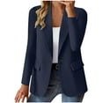thumbnail image 1 of BODOAO Women's Casual Business Blazer Notched Lapel One Button Open Front Long Sleeve Blazers Office Work Suit Jackets Suit Jackets Work Lightweight Coats Spring Summer Cardigan Suits Dark Blue L, 1 of 6