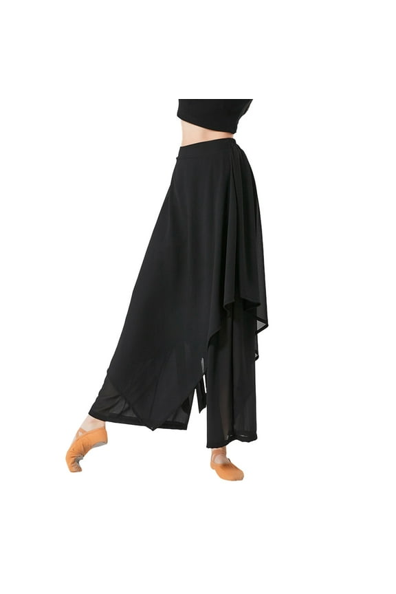 Women's Casual Chiffon Pants Colour Blocking Dance Wide Legged Long Pants Practice Exercises Dance Training Pants Classical Trousers Wide Leg Long Gymnastics Dance Training Pants