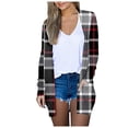 thumbnail image 1 of BODOAO Women's Casual Lightweight Cardigan Long Sleeve Open Front with Pockets Soft Open Front Cardigan Solid Color Outwear Plaid Print Cardigan Loose Midi Coat Outerwear for Home Holiday Black Xxl, 1 of 5