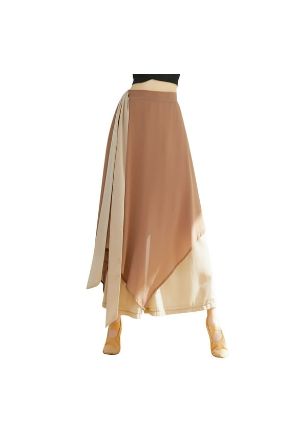 Women's Casual Pants Classical Dance Trousers Gymnastics Wide Leg Pants Casual Chiffon Pants Colour Blocking Dance Wide Legged Long Pants Practice Exercises Dance Training Pants
