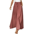 thumbnail image 1 of BODOAO Women's Casual Wide Leg Culottes Pants Comfy Drawstring High Elastic Waist Palazzo Pants Wide Leg Pants Solid Color Waist Pants Watermelon Red Xl, 1 of 4