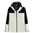 thumbnail image 1 of BODOAO Women's Color Block Zip Up Long Sleeve Tops, Lightweight Hooded Jackets for Women, Casual Windbreaker Coats for Outdoor Hiking, Travel, and Fall Beige L, 1 of 4