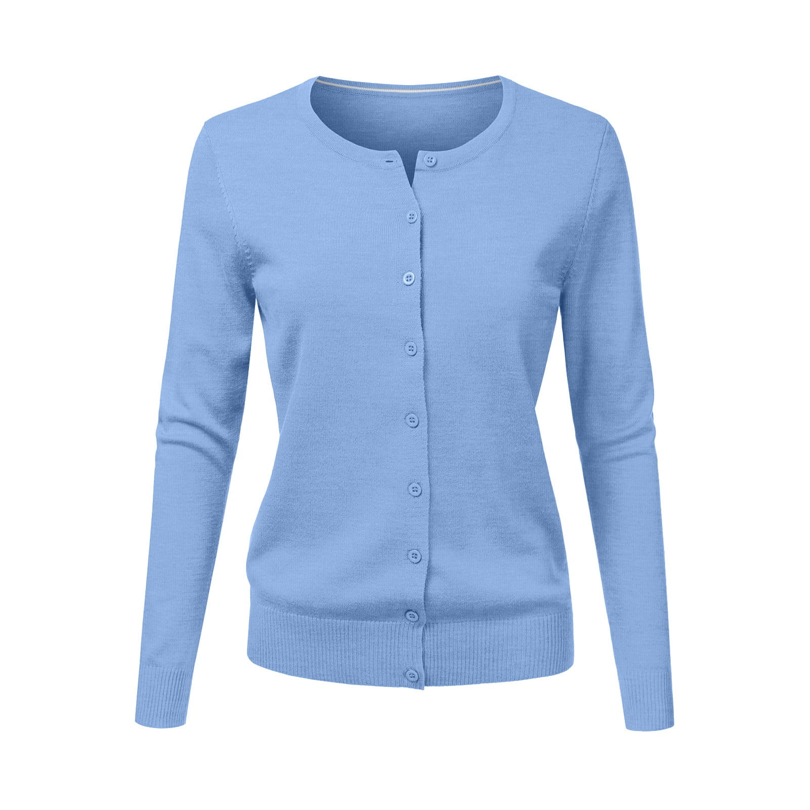 Sky Blue Zebra Print Knit Cardigan - Soft Button-Up Sweater