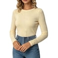 thumbnail image 1 of BODOAO Women's Crewneck Sweater Long Sleeve Ribbed Knit Pullover Fitted Lightweight Soft Warm Cozy Casual Fall Winter Tunic Top for Women Fashion Everyday Wear Yellow M, 1 of 4