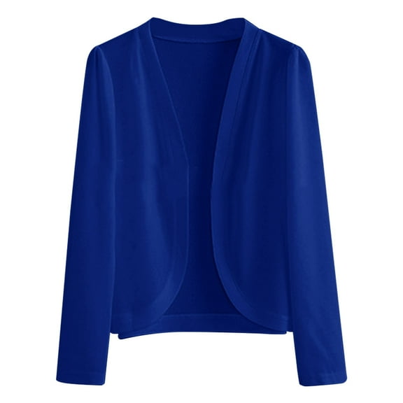BODOAO Women's Cropped Cardigan Sweaters 3/4 Length Sleeve Open Front Bolero Knit Shrugs for Dresses Women's Long Sleeve Ice Knit Skirt V Neck Cardigan Blue Xl