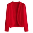 thumbnail image 1 of BODOAO Women's Cropped Cardigan Sweaters 3/4 Length Sleeve Open Front Bolero Knit Shrugs for Dresses Women's Long Sleeve Ice Knit Skirt V Neck Cardigan Red 4Xl, 1 of 5