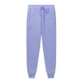 thumbnail image 1 of BODOAO Women's Drawstring Joggers Sweatpants Basic Solid Color Elastic Waist Casual Athletic Track Pants with Pockets Fleece Lined Fall Winter Joggers Thermal Pants Thick Warm Trousers Light Violet S, 1 of 2