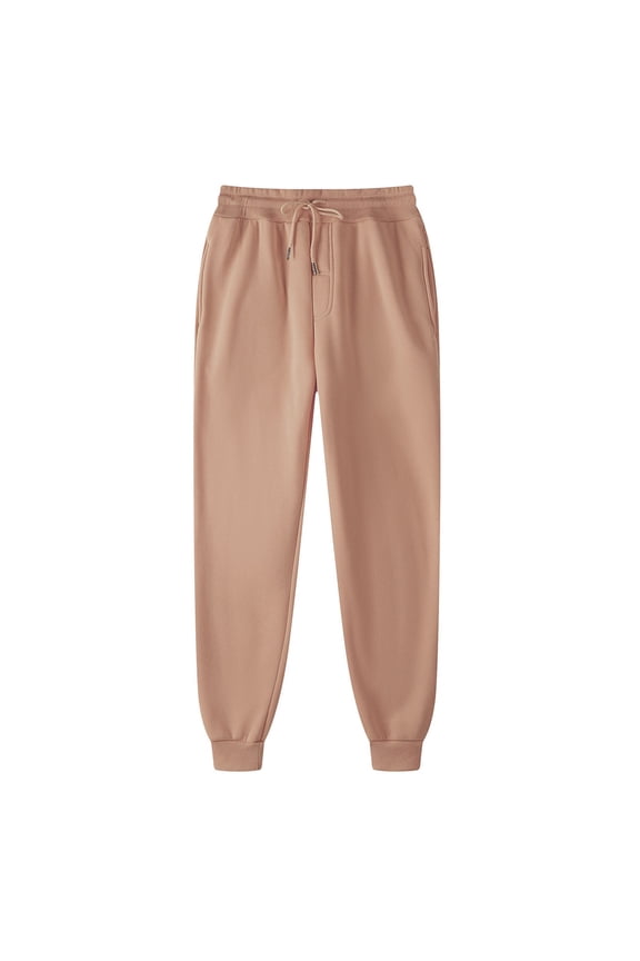 Women's Drawstring Joggers Sweatpants Basic Solid Color Elastic Waist Casual Athletic Track Pants with Pockets Fleece Lined Fall Winter Joggers Thermal Pants Thick Warm Trousers Khaki S