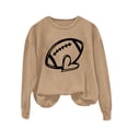thumbnail image 1 of BODOAO Women's Football Game Day Sweatshirt Women's Rugby Printed Pullover Round Neck Casual Graphic Print Oversized Crewneck Sweatshirts Long Sleeve Pullover for Gameday Hoodies Khaki M, 1 of 4