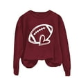 thumbnail image 1 of BODOAO Women's Football Game Day Sweatshirt Women's Rugby Printed Pullover Round Neck Casual Graphic Print Oversized Crewneck Sweatshirts Long Sleeve Pullover for Gameday Hoodies Wine Xl, 1 of 4