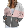 thumbnail image 1 of BODOAO Women's Full Zip Up Hoodie Fall Jacket Oversized Sweatshirt Zipper Long Sleeve Tops Color Block Long Sleeve Hooded Sweatshirts with Pockets Jacket Coat for Women Pink Xxl, 1 of 4