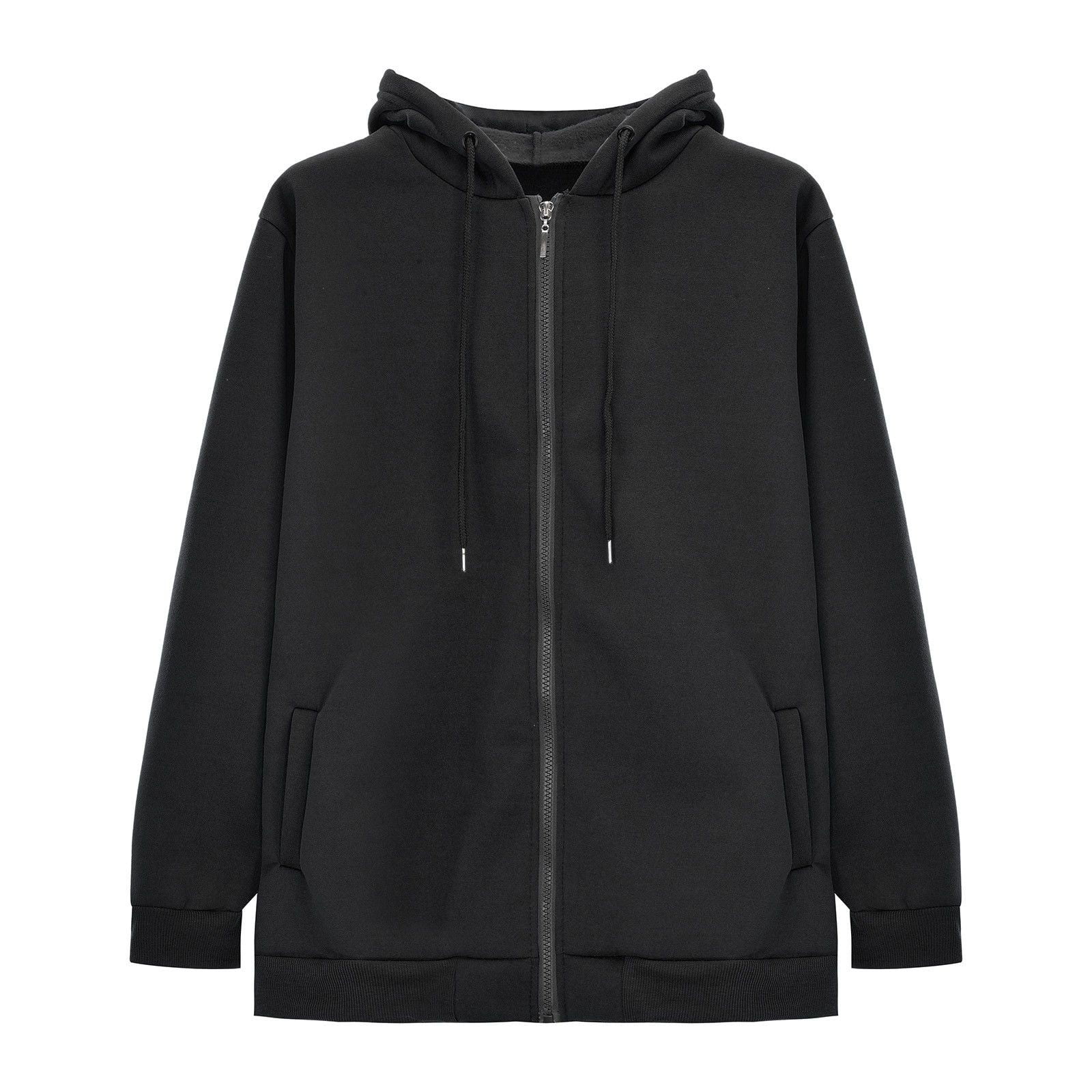 Texture Zip Up Long Sleeve Hooded Coat
