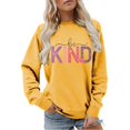 thumbnail image 1 of BODOAO Women's Graphic Sweatshirt Be Kind Crewneck Long Sleeve Pullover Oversized Loose Fit Casual Positive Quote Fall Winter Top for Women Inspirational Fashion Wear Yellow XL, 1 of 5