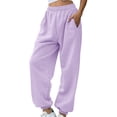 thumbnail image 1 of BODOAO Women's High Waisted Sweatpants Workout Active Joggers Pants Baggy Lounge Bottoms Sweatpants Petite Length Pants Casual Workout Athletic Joggers Waist Purple S, 1 of 5