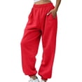 thumbnail image 1 of BODOAO Women's High Waisted Sweatpants Workout Active Joggers Pants Baggy Lounge Bottoms Sweatpants Petite Length Pants Casual Workout Athletic Joggers Waist Red Xxl, 1 of 5