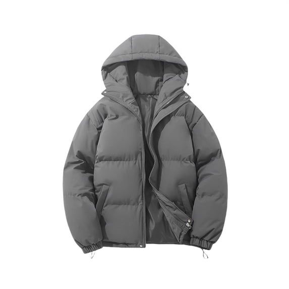 BODOAO Women's Hooded Puffer Jacket Zip Front Long Sleeve Quilted Padded Winter Coat with Pockets Warm Casual Short Parka for Cold Weather Outdoor Everyday Wear Dark Gray 3XL