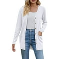thumbnail image 1 of BODOAO Women's Lightweight Cardigan Sweaters Open Front Long Sleeve Casual Loose Thin Cardigans with Pockets Button Cardigans Soft Knit Cardigan Long Sleeve Open Front Coat with Pockets White M, 1 of 6