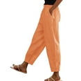 thumbnail image 1 of BODOAO Women's Linen Cropped Pants Ankle Capris Straight Leg Trousers Cotton and Linen Elastic Waistband High Waistband Pocket Pants Side Nine Point Pants Loose Pants Straight Leg Pants Orange Xxl, 1 of 5