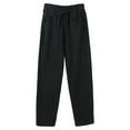 thumbnail image 1 of BODOAO Women's Linen Cropped Pants Ankle Capris Straight Leg Trousers Summer High Waisted Cotton Pants Wide Leg Long Pant Trousers with Pocket Black M, 1 of 3