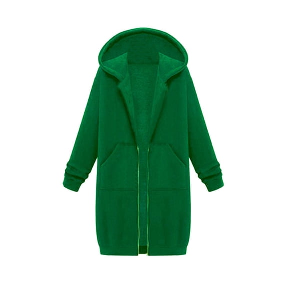 BODOAO Women’s Long Hoodie Zip Up Hooded Sweatshirt Jacket Long Sleeve Open Front Casual Oversized Sweatshirt Coat with Pockets for Fall Winter Layering Outfits Green 2XL