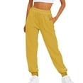 thumbnail image 1 of BODOAO Women's Lounge Sweatpants Baggy Lounge Pants Wide Leg Casual Sweatpants Workout Sweat Pants Fall with Pockets Mens Pants Casual Solid Color Track Cuff Workout Pants with Pocket Yellow L, 1 of 9