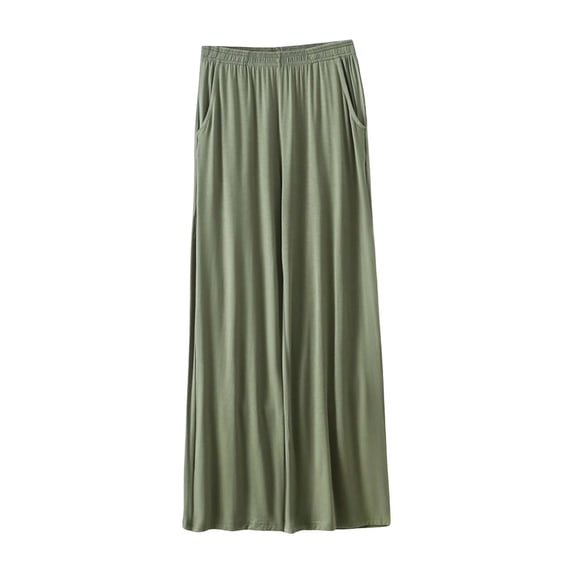 BODOAO Women's Modal Pajama Pants, Soft Straight Leg Drawstring Trousers with Pockets, Lightweight Breathable Summer Casual Pants, High Waist Loose Fit Pant for Sleeping, Lounging, Yoga Green XL