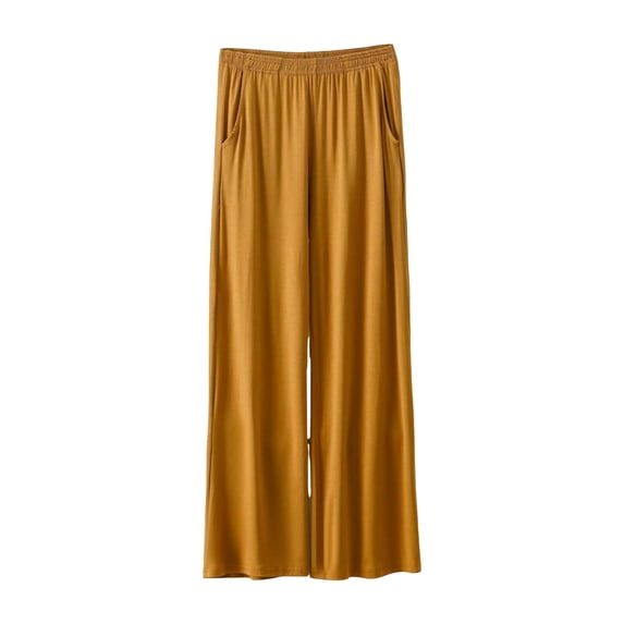 BODOAO Women's Modal Pajama Pants, Soft Straight Leg Drawstring Trousers with Pockets, Lightweight Breathable Summer Casual Pants, High Waist Loose Fit Pant for Sleeping, Lounging, Yoga Gold 8XL