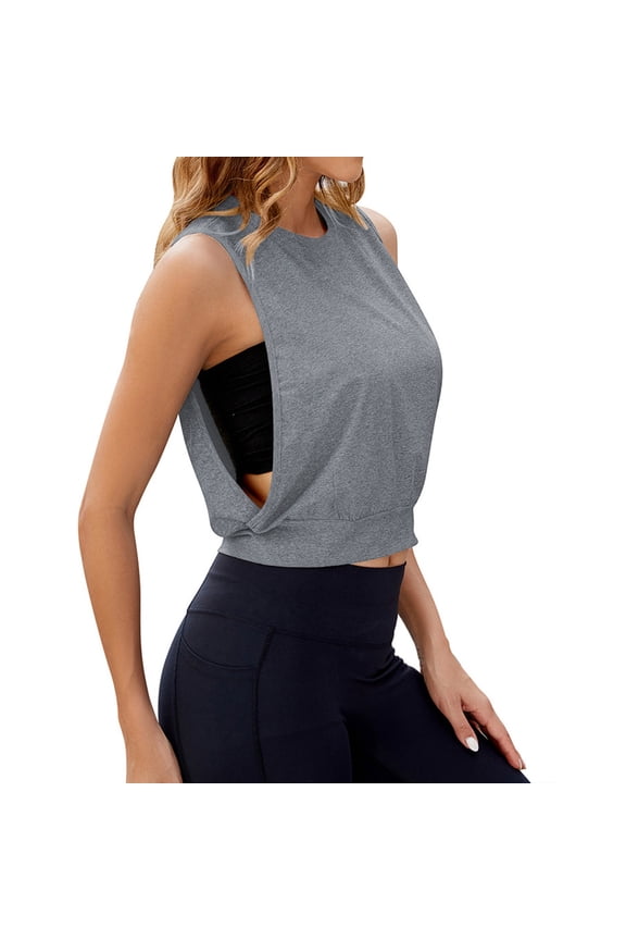 Women's Open Side Tank Top Summer Breathable Workout Tanks Basic Flowy Loose Fit Athletic Gym Top Soft Sleeveless Shirt Grey M
