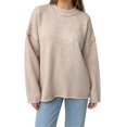 thumbnail image 1 of BODOAO Women's Oversized Sweater Crew Neck Long Sleeve Knit Pullover Drop Shoulder Loose Fit Soft Casual Fall Winter Top for Women Warm Cozy Fashion Everyday Wear Beige L, 1 of 3