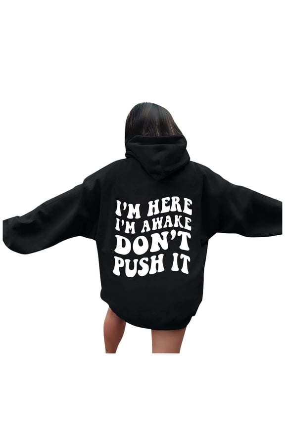 Women's Oversized Sweatshirt Graphic Hoodies Casual Long Sleeve Loose Pullover Tops with Kangaroo Pocket Women's Fashionable Youth Campus Top Printed Sweatshirt Hoodie Black 3Xl