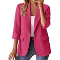 thumbnail image 1 of BODOAO Women's Ruched 3/4 Sleeve Blazer Lightweight Slim Fit Jacket with Padded Shoulders, Business Casual Open Front Work Office Layering Suit Coat for Daily Outfits and Meetings Hot Pink 2XL, 1 of 9
