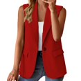 thumbnail image 1 of BODOAO Women's Sleeveless Blazer Vest Casual Open Front Single Button Summer Jacket with Pockets Women's Sleeveless Coat Solid Color Cardigan Suit Casual Lapel Cardigan Jacket with Pockets Red Xxl, 1 of 4