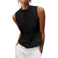 thumbnail image 1 of BODOAO Women's Sleeveless Ruffle Blouse High Neck Ruffle Front Tiered Ruffle Hem Relaxed Fit Flowy Dressy Tank Top Black L, 1 of 9