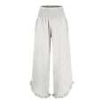 thumbnail image 1 of BODOAO Women's Solid Color Fashionable Casual High Waisted Pleated Irregular Cotton Linen Loose Pants Women's Cotton Linen Summer Palazzo Pants Flowy Wide Leg Beach Trousers with Pockets White Xl, 1 of 6