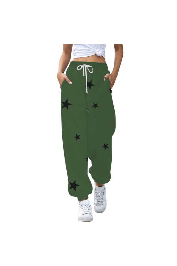 Women's Star Print Sweatpants High Waist Lounge Joggers Pants with Pockets Baggy Sweatpants Women Gym Ctive Y2K Sweatpants Lounge Joggers Sweatpants Joggers Pants Workout Yoga Pants Green 3Xl