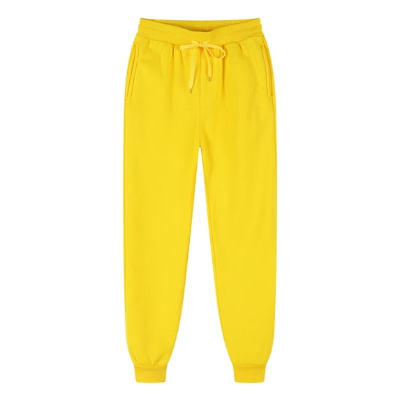 BODOAO Women's Sweatpants Lightweight Elastic High Waisted Jogger Sport Pants Drawstring Sweat Pants Track Trousers Solid Color Loose Casual Comfortable Sports Pants Yellow Xl