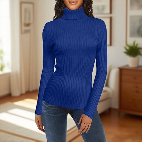 BODOAO Women's Turtleneck Sweaters 2025 Fall Fitted Long Sleeve Pullover Sweater Ribbed Knit Basic Ribbed Thermal Tops Stretch Knitted Fitted Lightweight Base Layer Lightweight Tunic Top C M