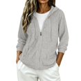 thumbnail image 1 of BODOAO Women's Zip Up Hooded Cardigan Ribbed Knit Long Sleeve Drawstring Sweater Jacket with Pockets Lightweight Casual Hoodie for Fall Winter Everyday Layering Light Ashy XL, 1 of 7