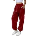 thumbnail image 1 of BODOAO Womens Cargo Sweatpants Oversized Joggers Fall Fashion Outfits Y2K Clothes 2025 with Pockets Gradient Print Bottom Sweatpants High Waist Sporty Gym Athletic Fit Jogger Trousers Wine L, 1 of 7
