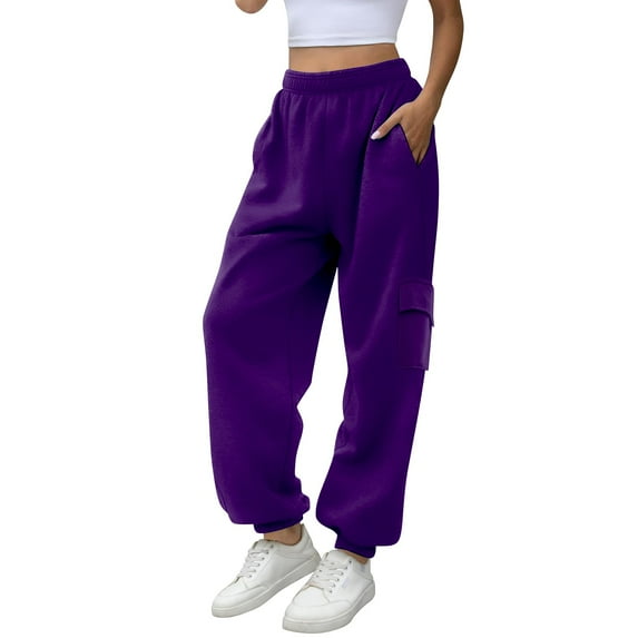 BODOAO Womens Cargo Sweatpants Oversized Joggers Fall Fashion Outfits Y2K Clothes 2025 with Pockets Gradient Print Bottom Sweatpants High Waist Sporty Gym Athletic Fit Jogger Trousers Purple 3Xl