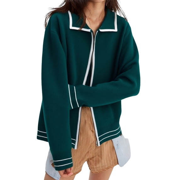 BODOAO Womens Fall Cardigan Sweaters V Neck Long Sleeve Button Open Front Knit Sweater Women Oversized Cardigans Short Flower Knitted Cardigan Autumn New V Neck Mink Fleece Sweater Coat Green 3Xl